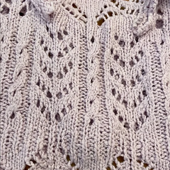 ♥️ 2X HOST PICK ♥️ FREE PEOPLE lilac crochet knit ruffle cropped cardigan M - Picture 8 of 8